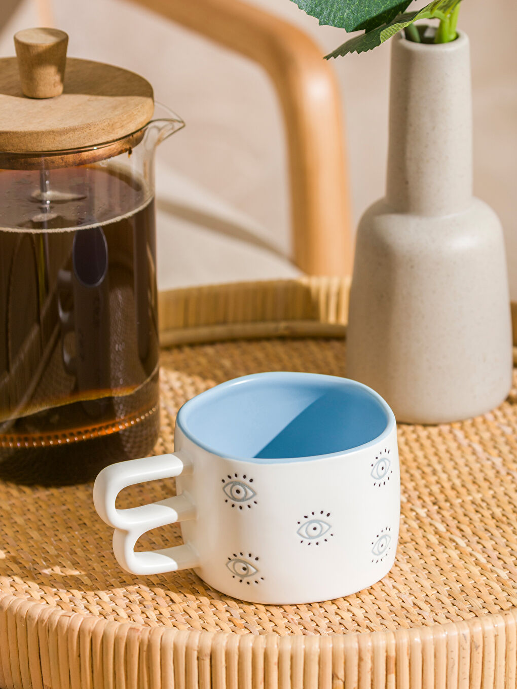 Mavi Göz Baskılı Seramik Kupa 315 ml-1