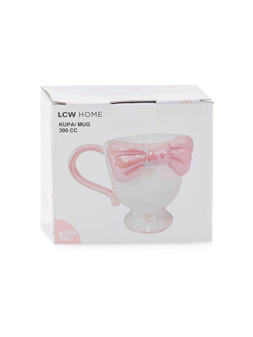 Beyaz Fiyonk Baskılı Seramik Kupa 300 ml-3