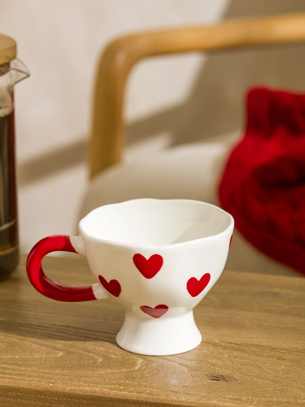 Beyaz Kalp Baskılı Seramik Kupa 250 ml-1
