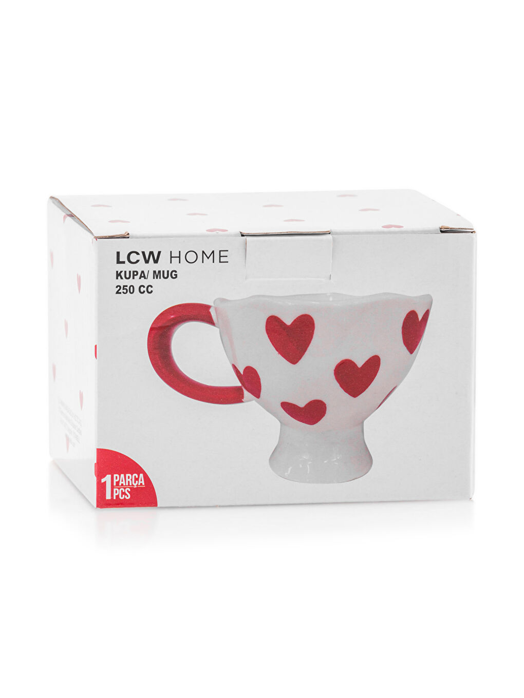 Beyaz Kalp Baskılı Seramik Kupa 250 ml-3