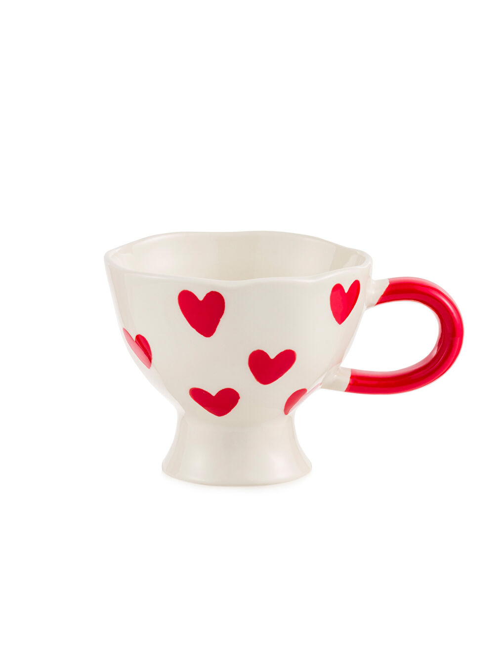 Beyaz Kalp Baskılı Seramik Kupa 250 ml-4
