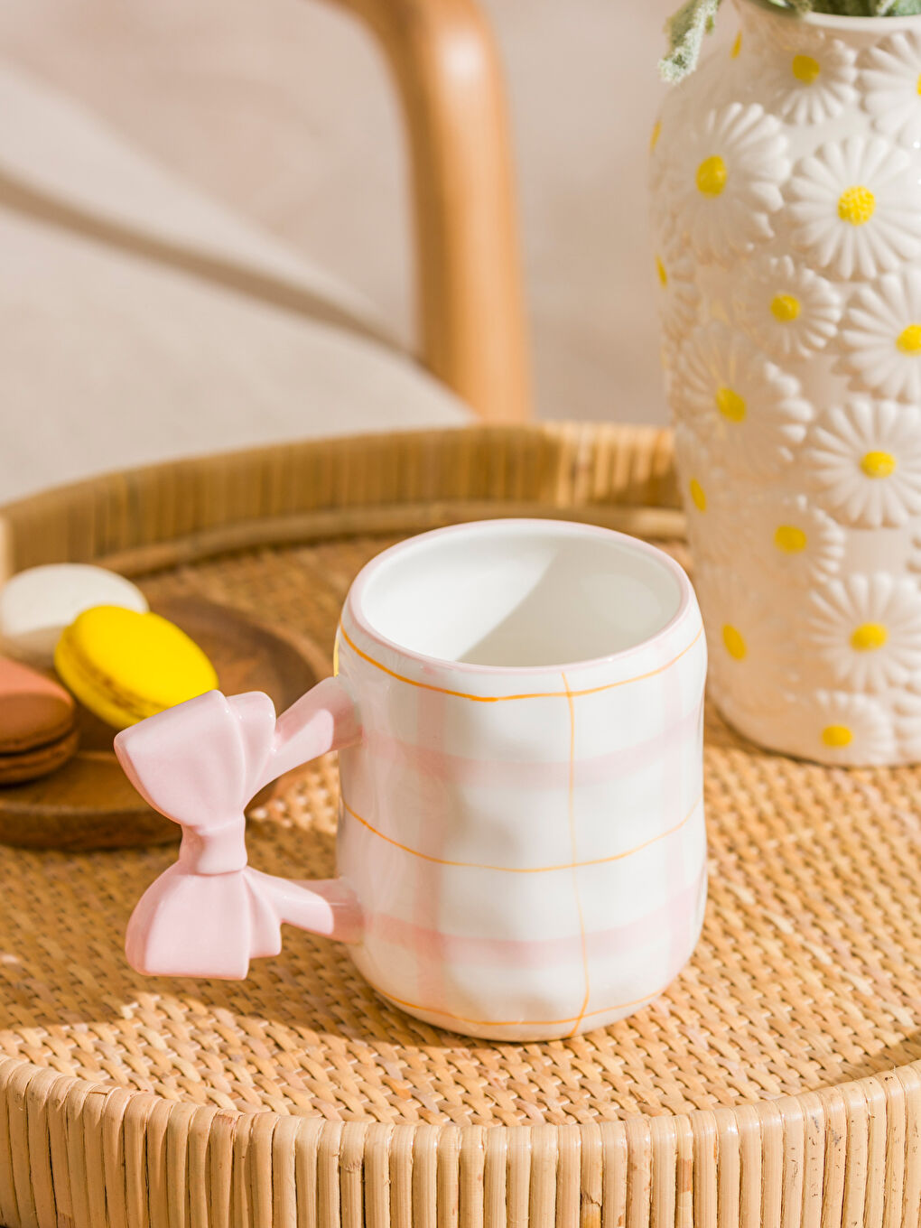 Pembe Fiyonk Baskılı Seramik Kupa 450 ml-1