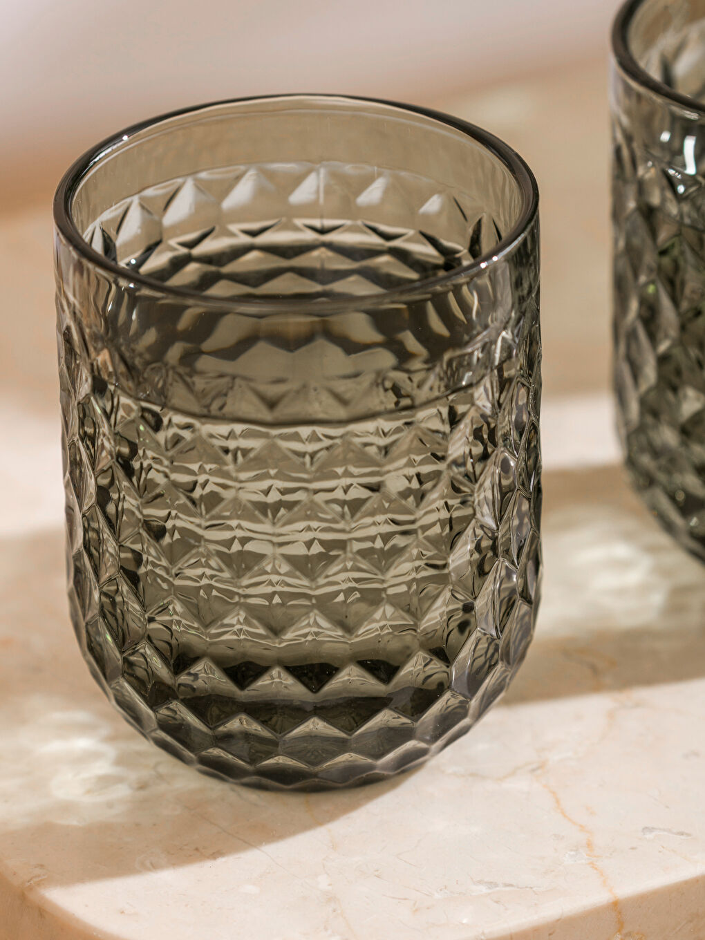 Siyah Desenli Cam Su Bardağı Seti 2'li 250 ml-2