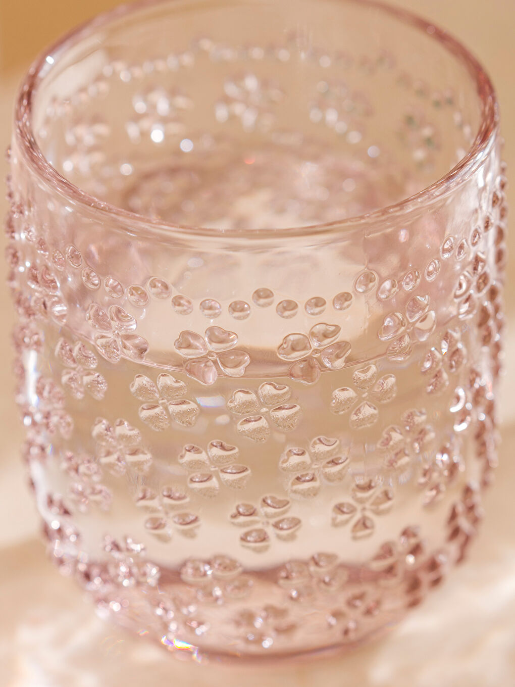 Pembe Desenli Cam Su Bardağı 2'li 290 ml-2