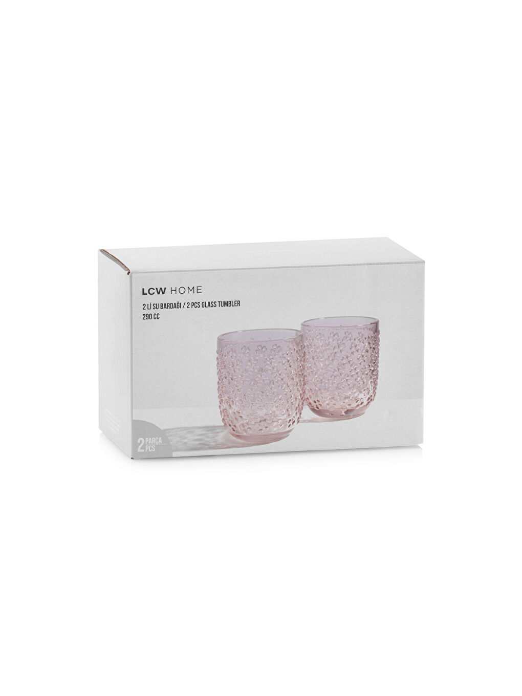 Pembe Desenli Cam Su Bardağı 2'li 290 ml-3