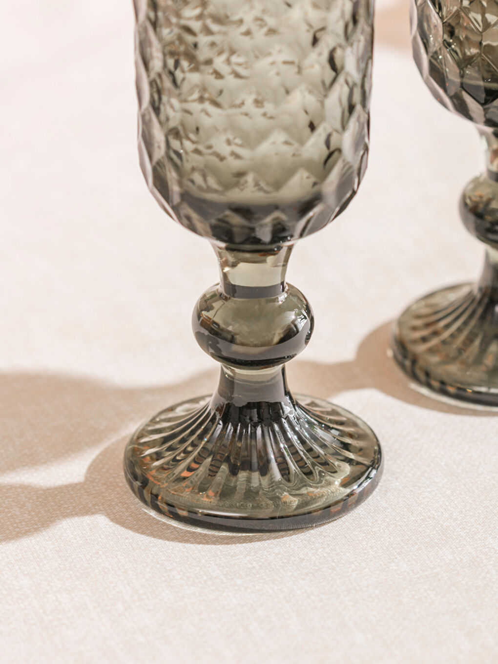 Siyah Desenli Ayaklı Cam Bardak Seti 2'li 150 ml-2