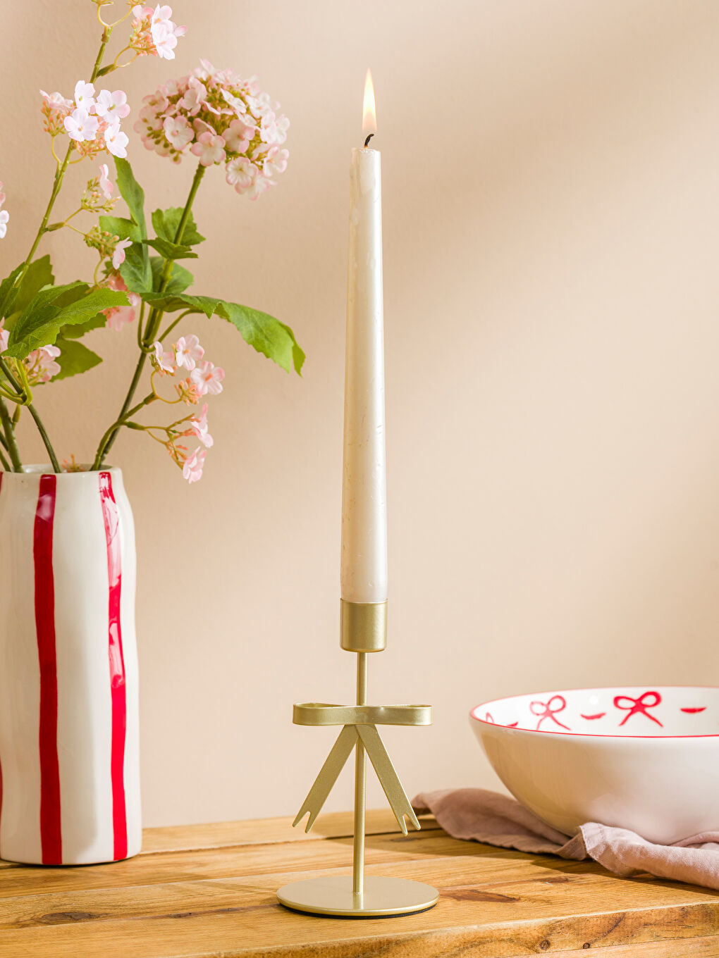 Bow Print Decorative Candlestick Candle Holder 15 cm