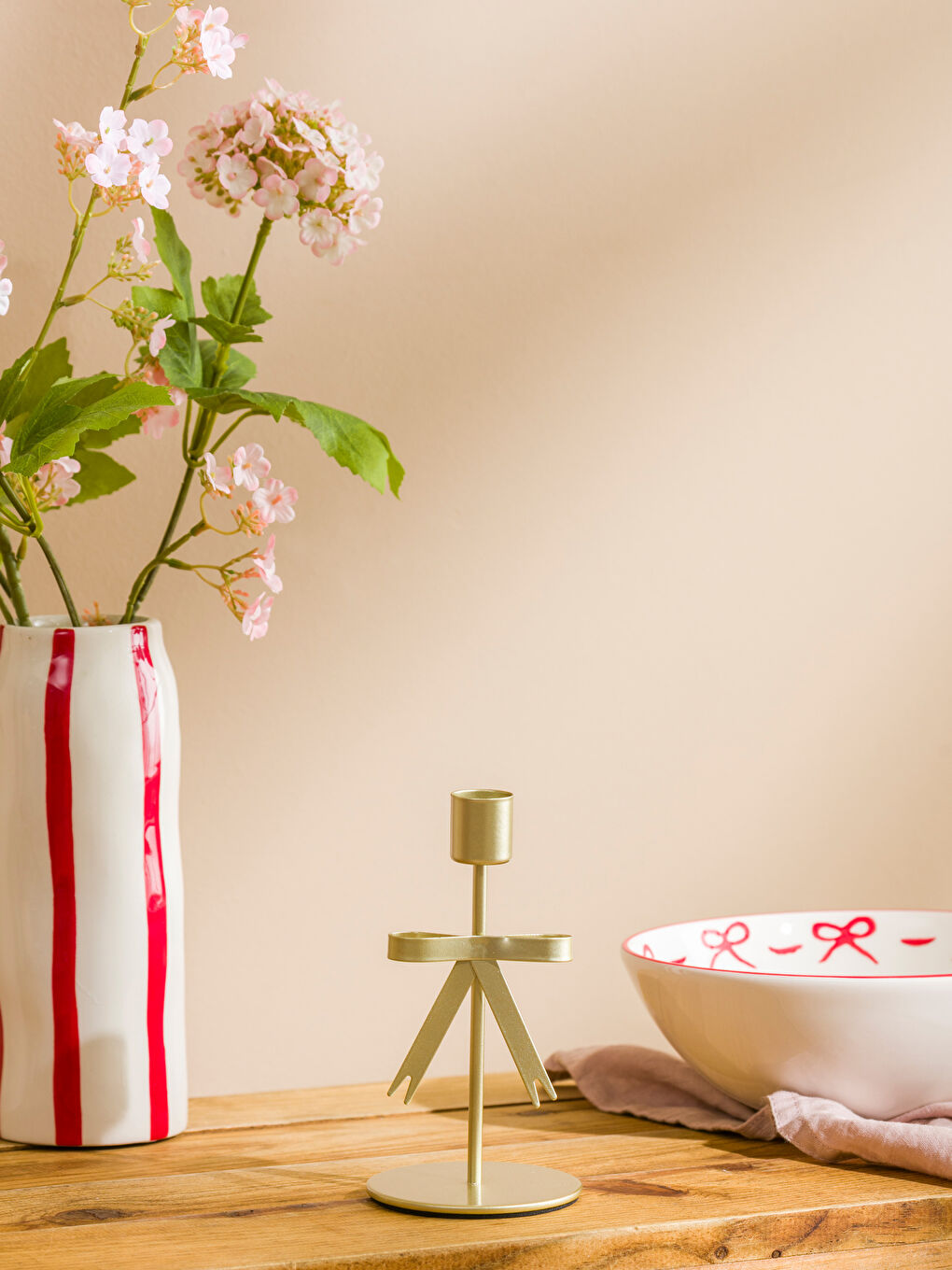 Bow Print Decorative Candlestick Candle Holder 15 cm-1