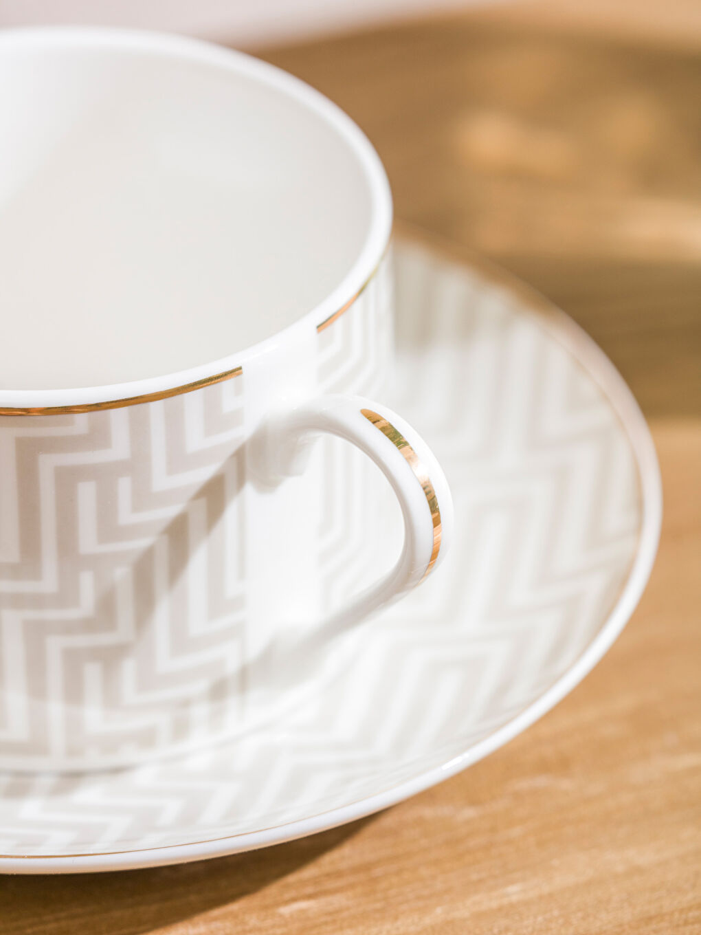 Bej Baskılı Porselen Çay Fincan Takımı -2