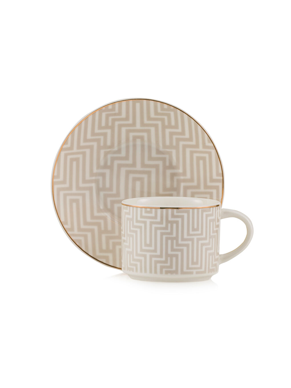 Bej Baskılı 2 Kişilik Porselen Kahve Fincan Takımı 90 ml-4