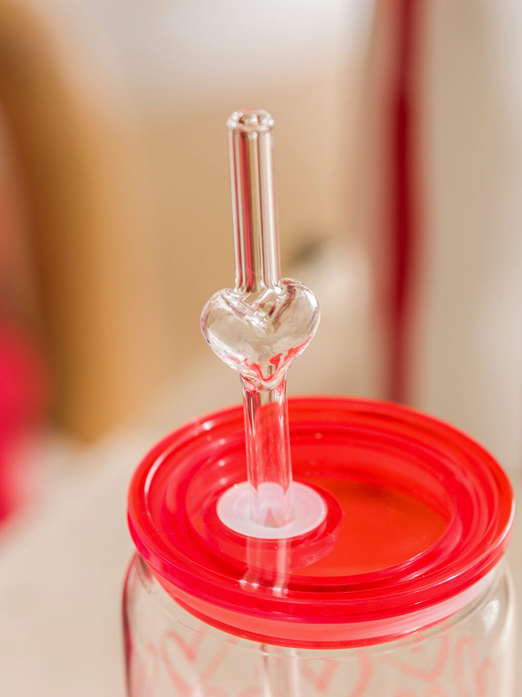 Renksiz Baskılı Pipetli Cam Bardak 480 ml-1