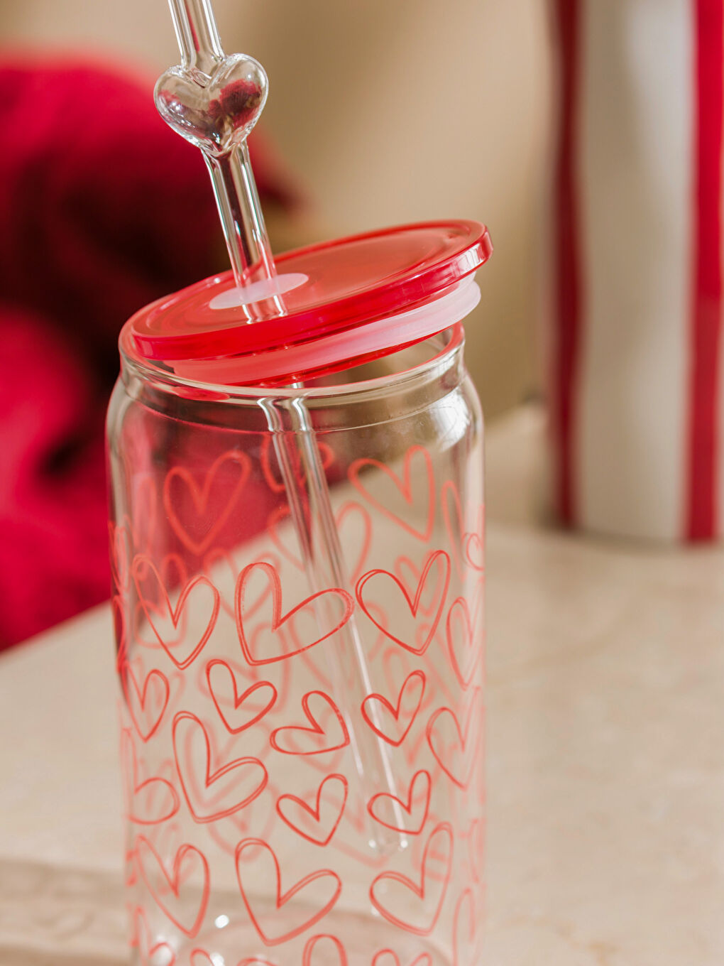 Renksiz Baskılı Pipetli Cam Bardak 480 ml-2