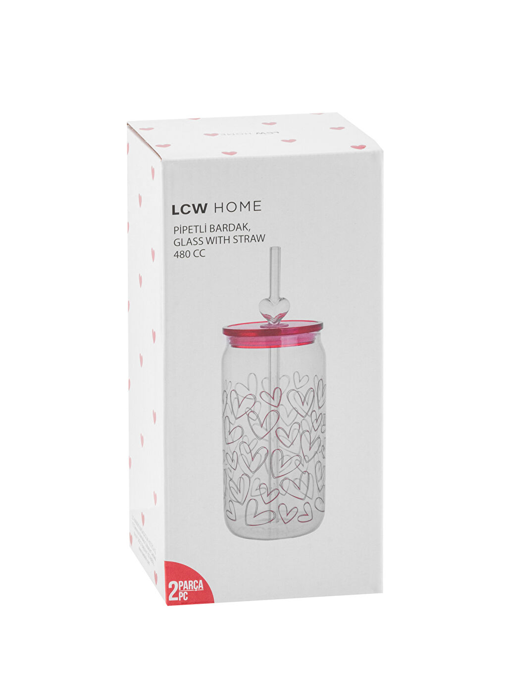 Renksiz Baskılı Pipetli Cam Bardak 480 ml-3