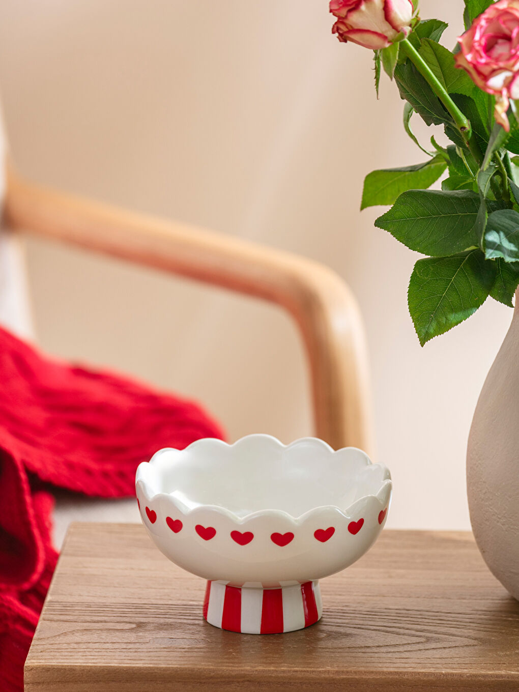 Karışık Kalp Baskılı Seramik Kase 13 cm-1