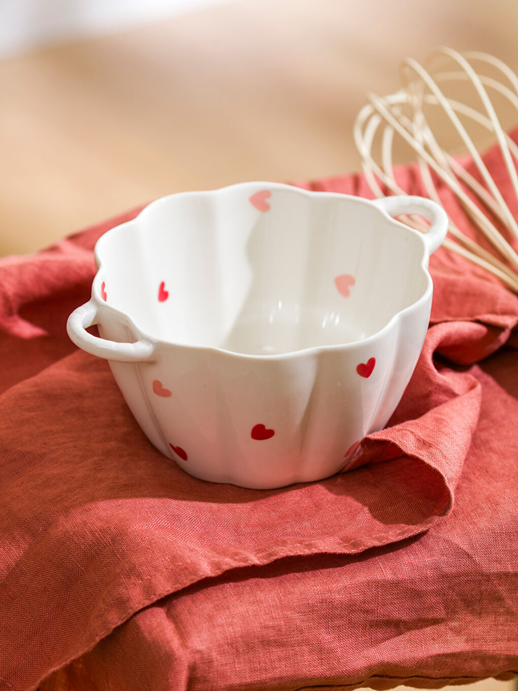 Karışık Kalp Baskılı Seramik Kase 16 cm-1