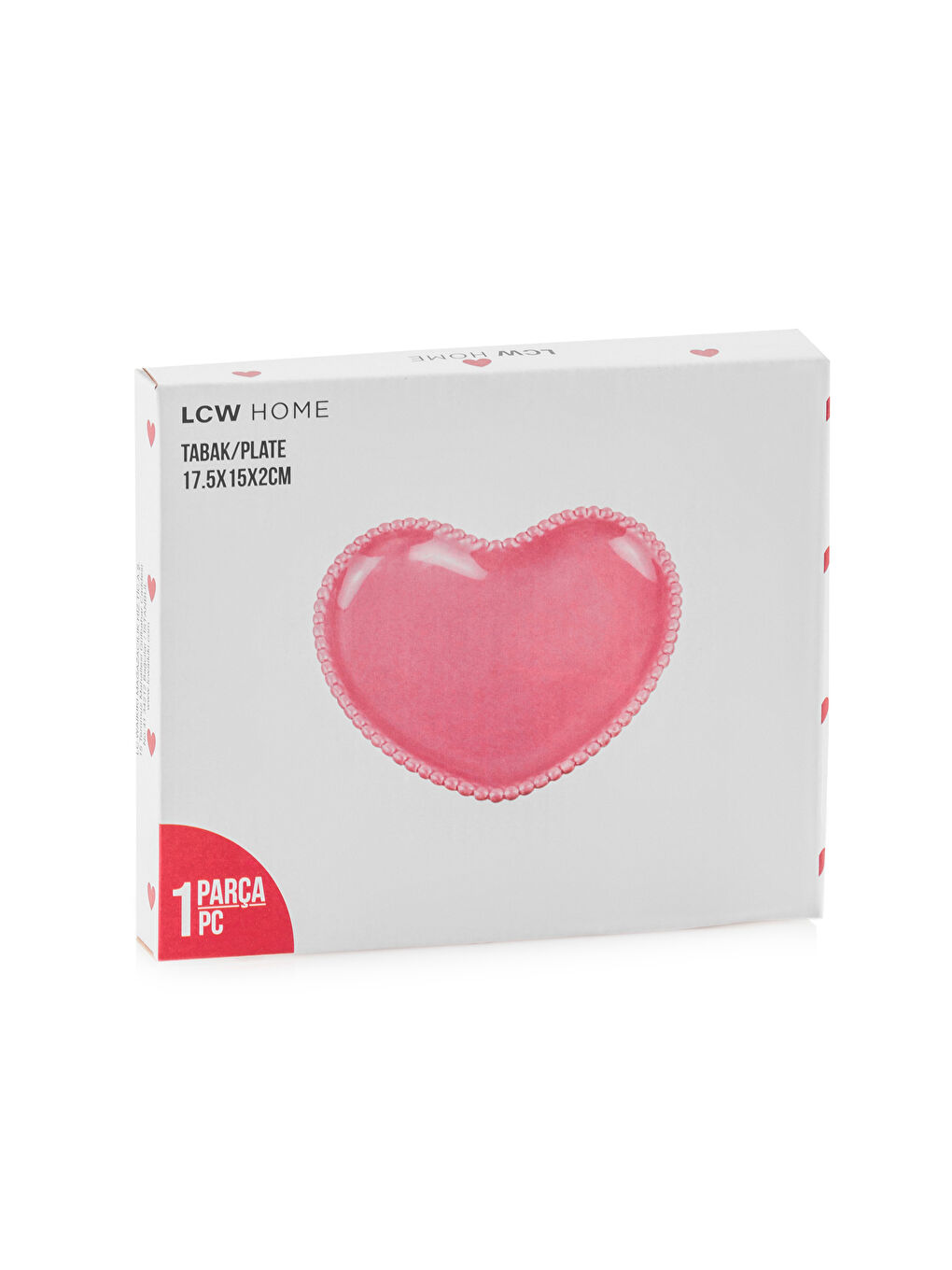Pembe Kalp Figürlü Seramik Tabak 17 cm-3