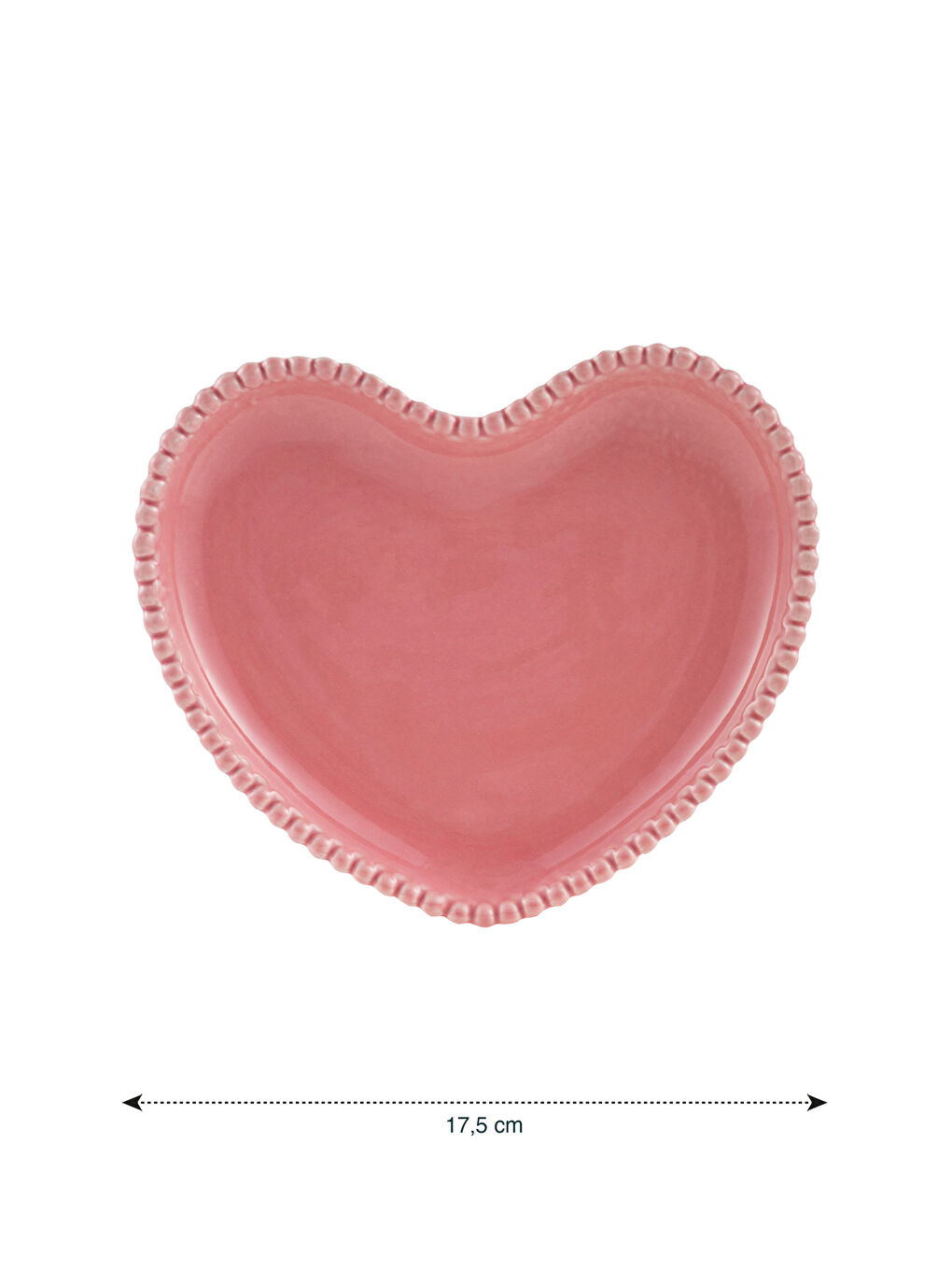 Pembe Kalp Figürlü Seramik Tabak 17 cm-4