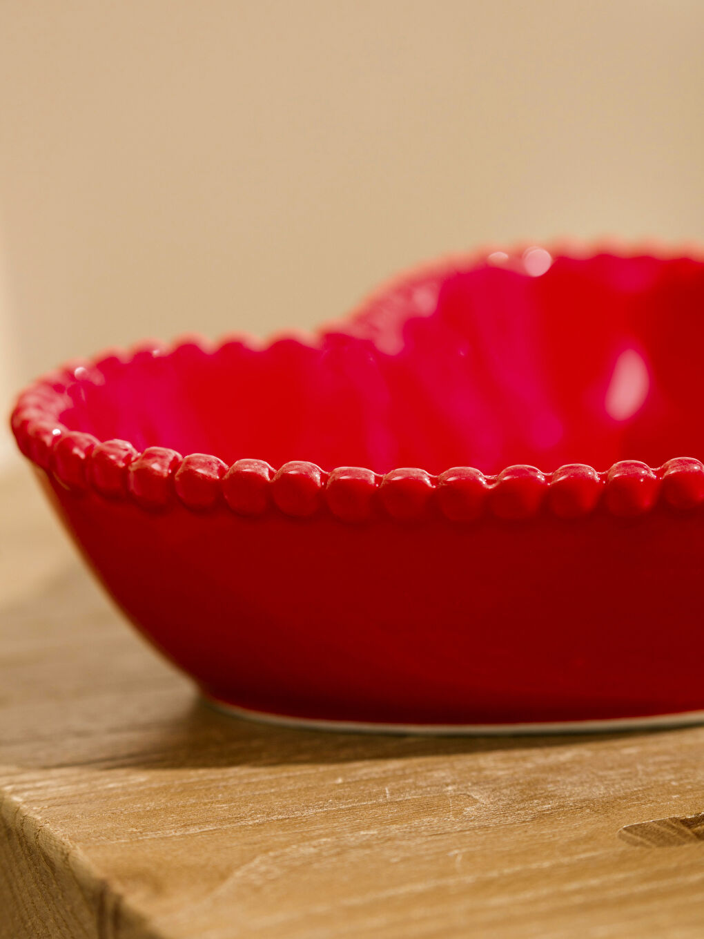 Kırmızı Kalp Figürlü Seramik Kase 13 cm-2