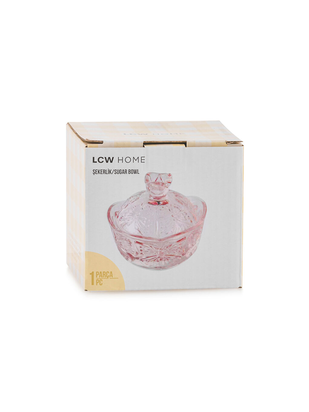 Pembe Cam Şekerlik 9 cm-3