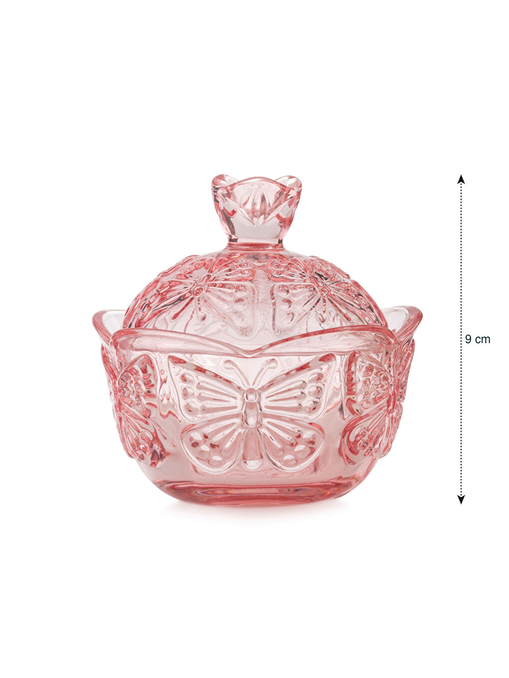 Pembe Cam Şekerlik 9 cm-4