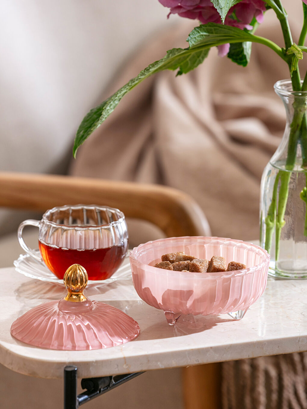 Стеклянная сахарница 11 см-1