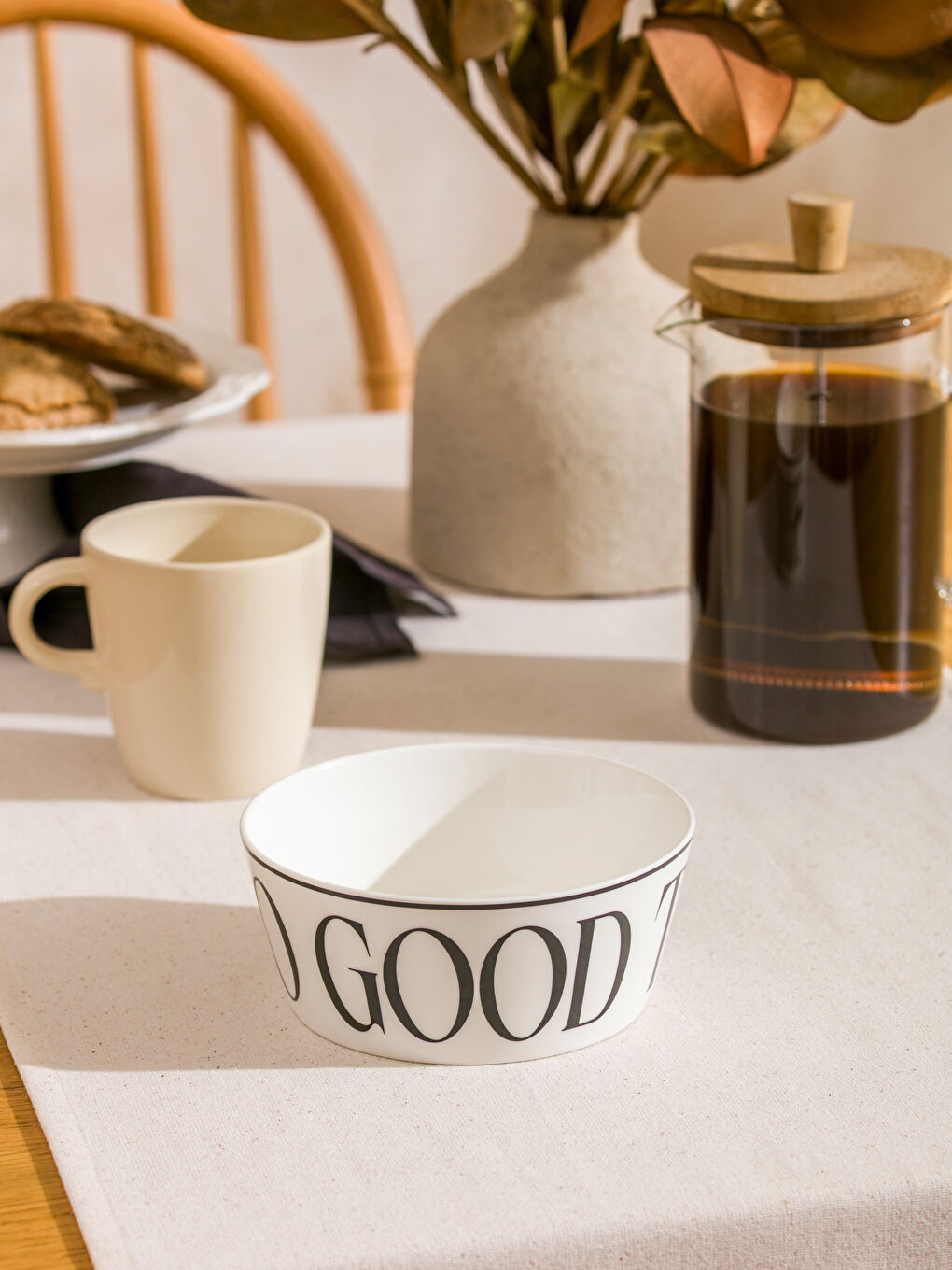 Siyah Baskılı Yazı Baskılı Seramik Kase