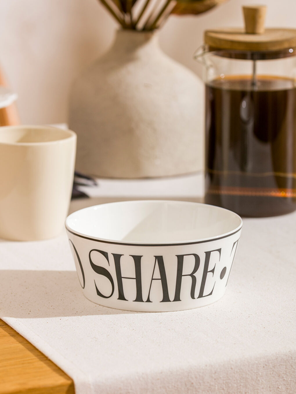 Siyah Baskılı Yazı Baskılı Seramik Kase-1