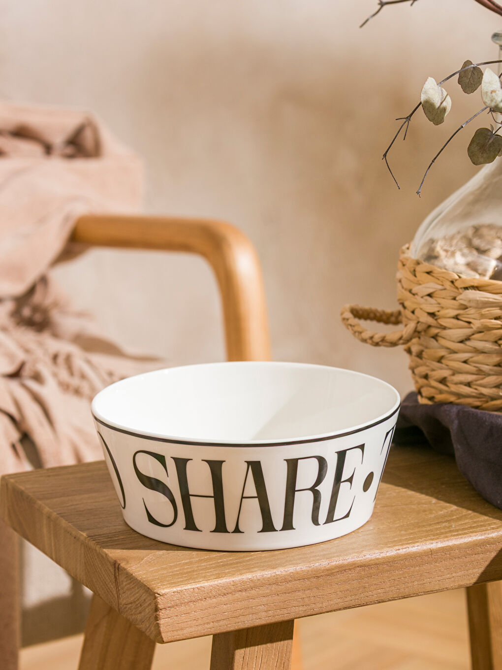 Siyah Baskılı Seramik Kase 17 Cm-1