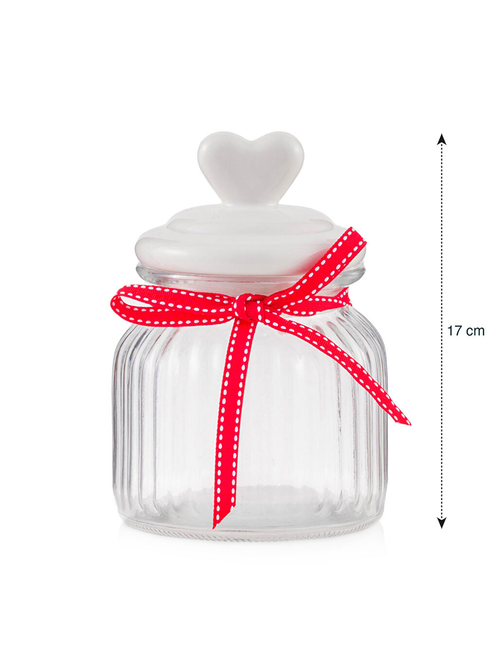 Renksiz Kalp Kapaklı Cam Kavanoz 20 Cm-4