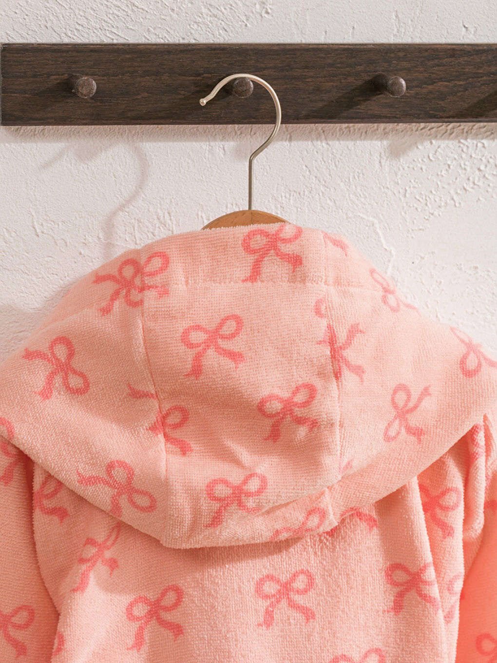 Pembe Fiyonk Baskılı Kız Çocuk Bornoz -3