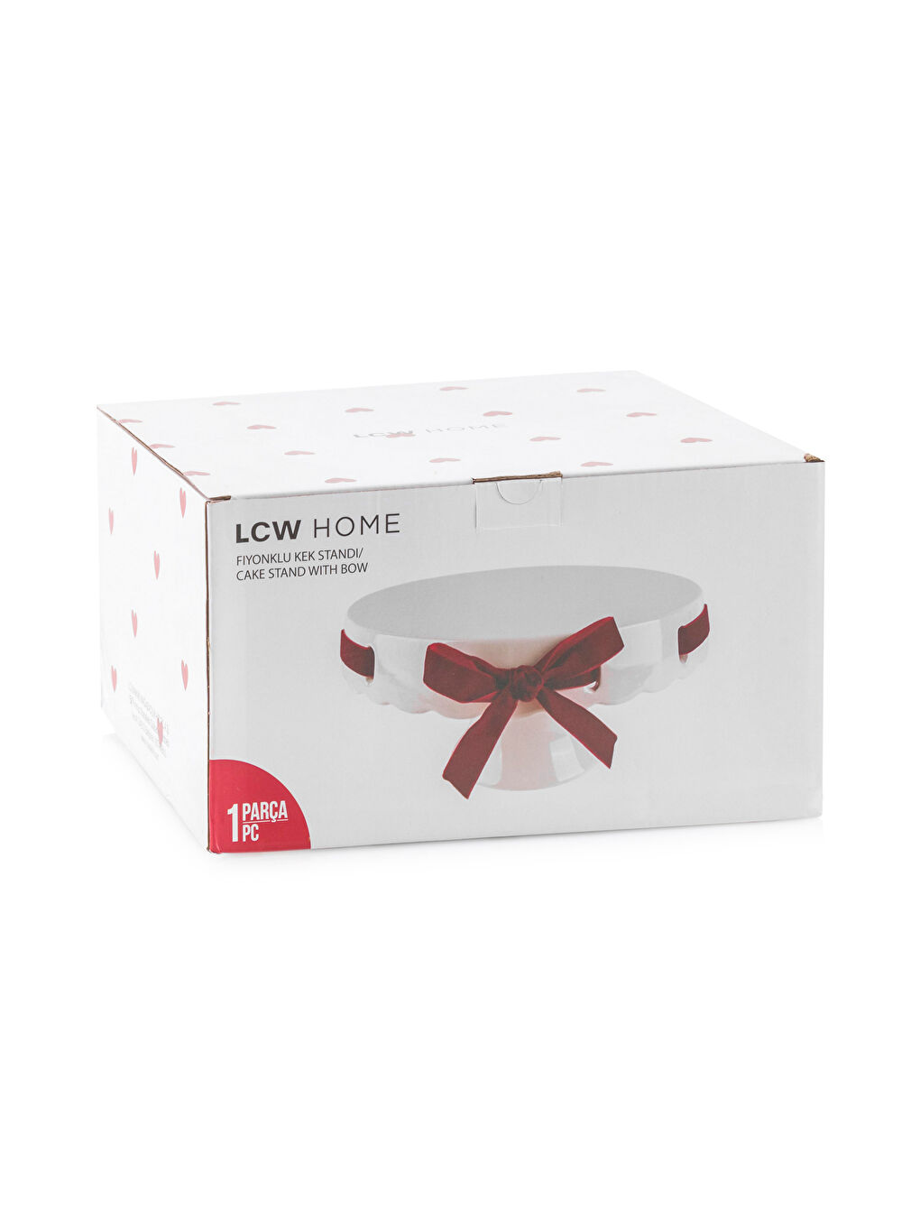 Beyaz Fiyonk Görünümlü Seramik Kek Standı 23 cm-3