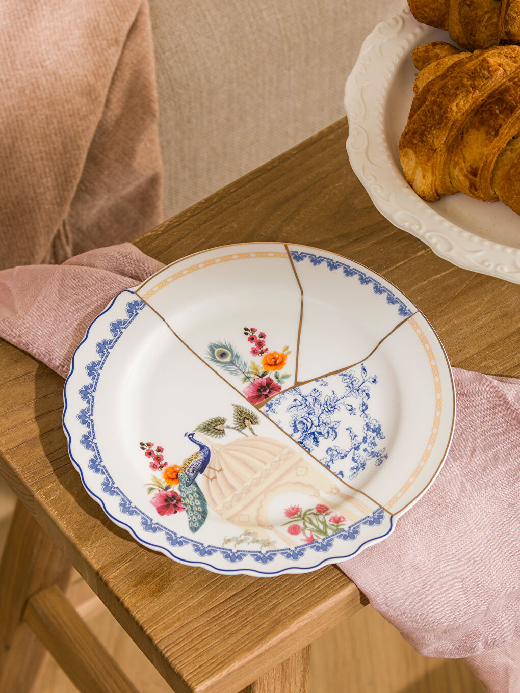 Beyaz Baskılı Pasta Tabağı 21 cm-1