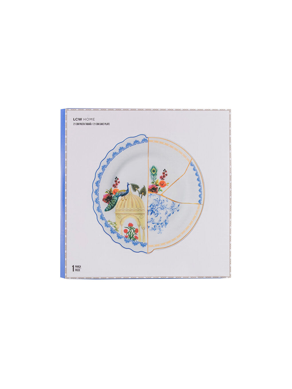 Beyaz Baskılı Pasta Tabağı 21 cm-3