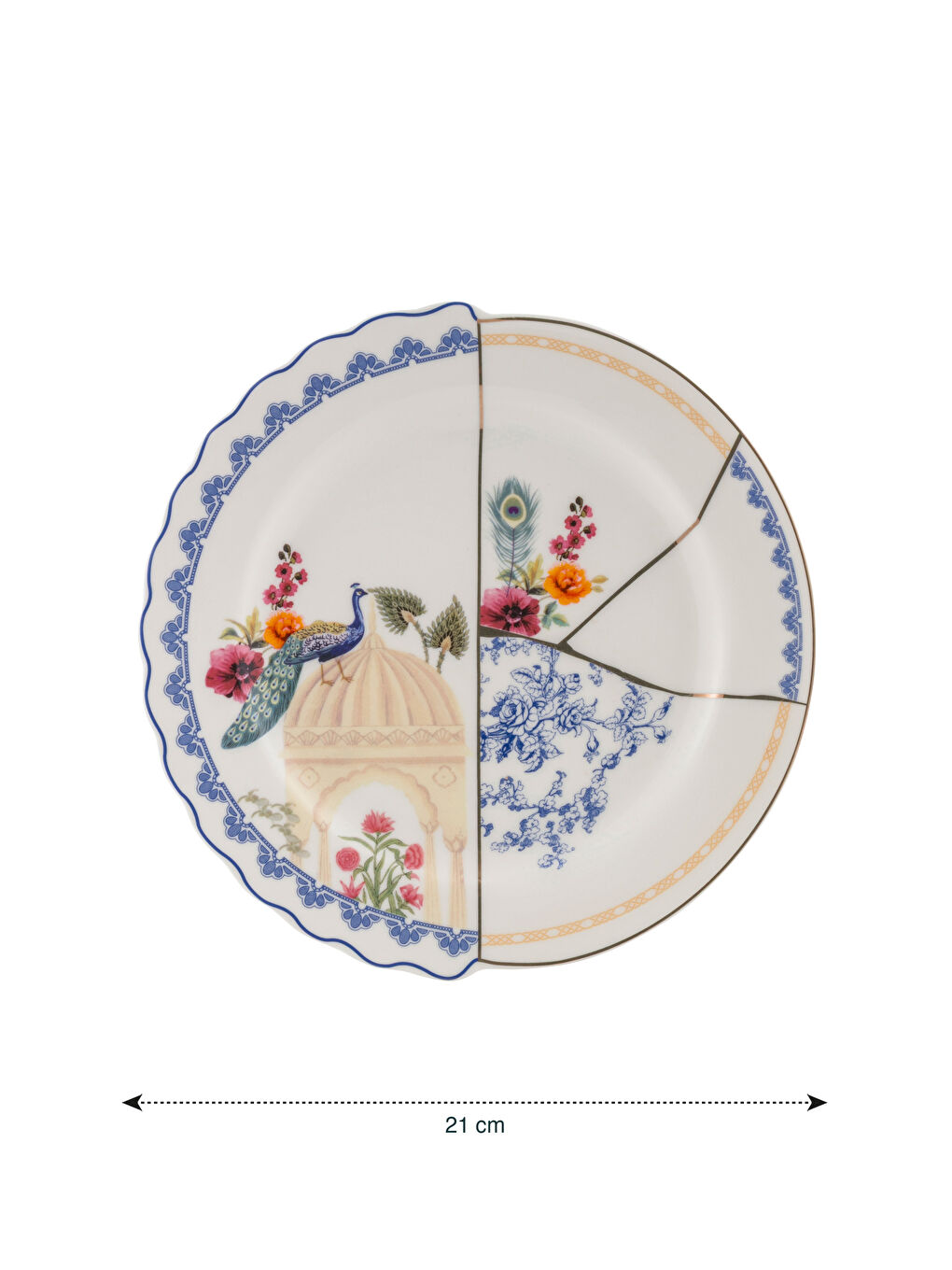 Beyaz Baskılı Pasta Tabağı 21 cm-4