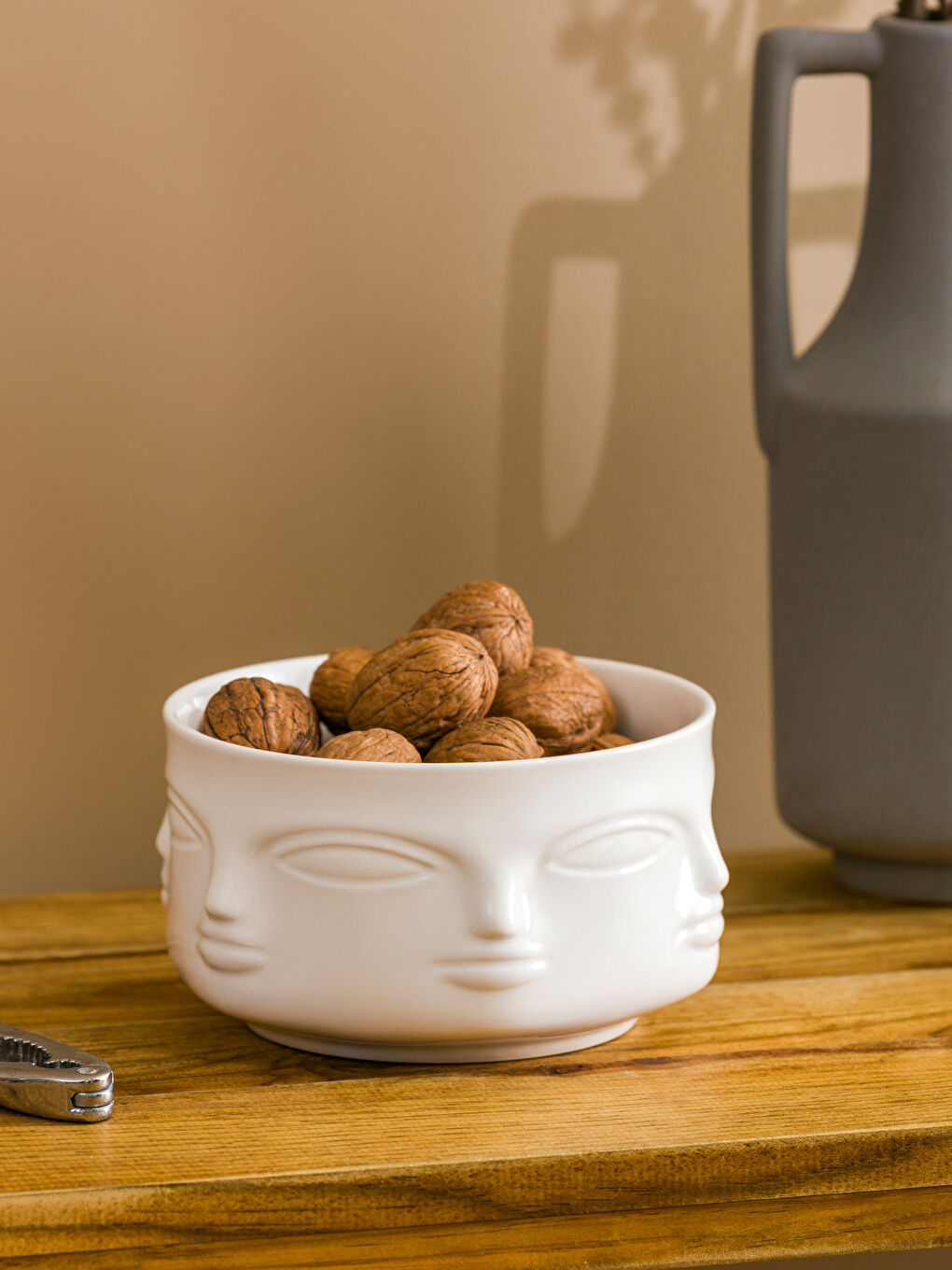 Beyaz Yüz Baskılı Seramik Kase 16 cm