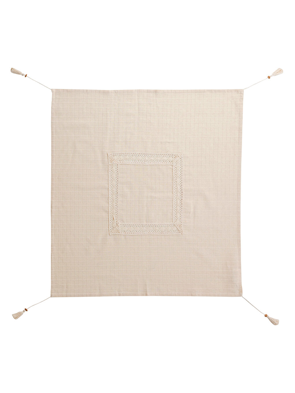 Nappe à Détails en Dentelle avec Pompons 90x90 cm-6