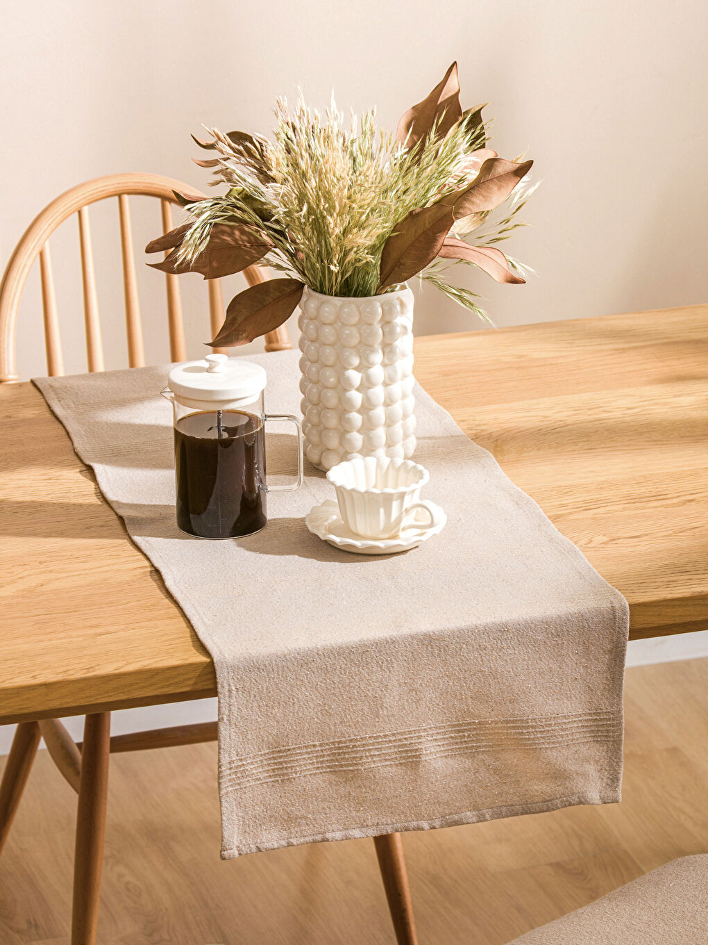 Bej Düz Runner 40x120 cm-1