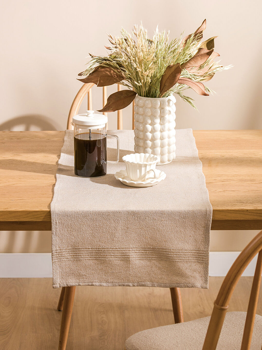 Bej Düz Runner 40x120 cm-2