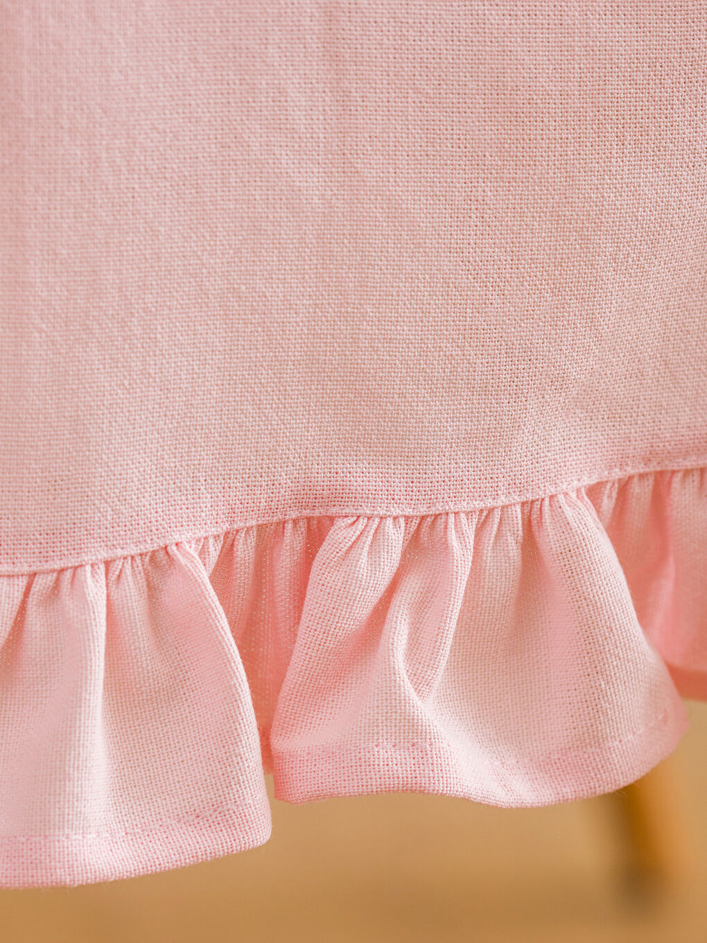 Pembe Fiyonk Nakışlı Fırfır Detaylı Runner 45x150 cm-7