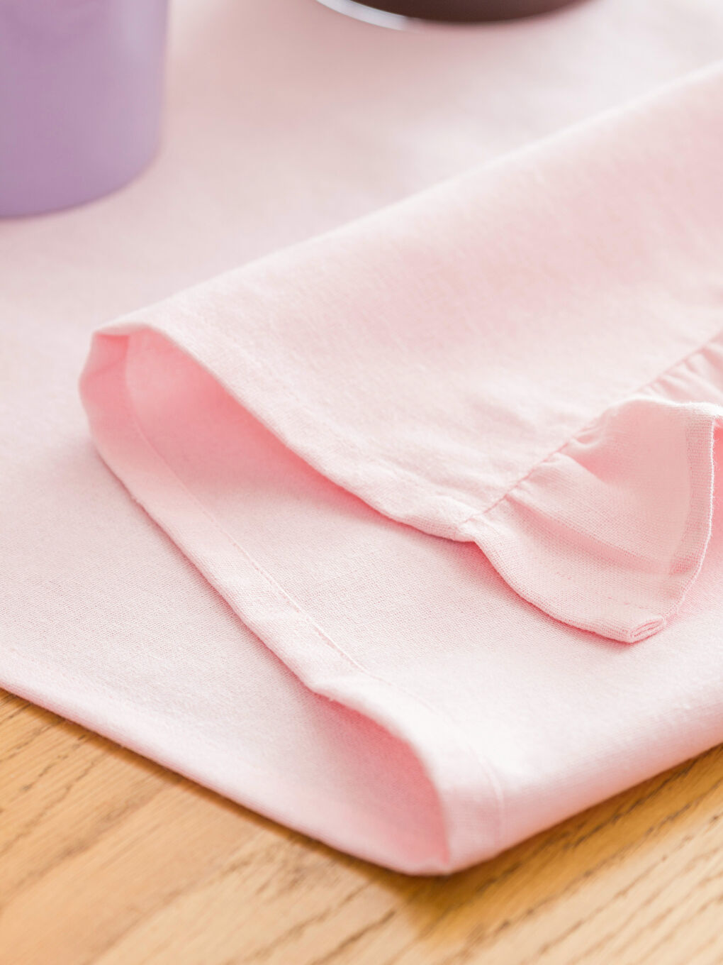 Pembe Fiyonk Nakışlı Fırfır Detaylı Runner 45x150 cm-6