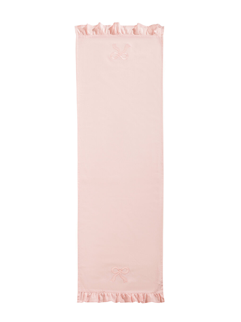 Pembe Fiyonk Nakışlı Fırfır Detaylı Runner 45x150 cm-8