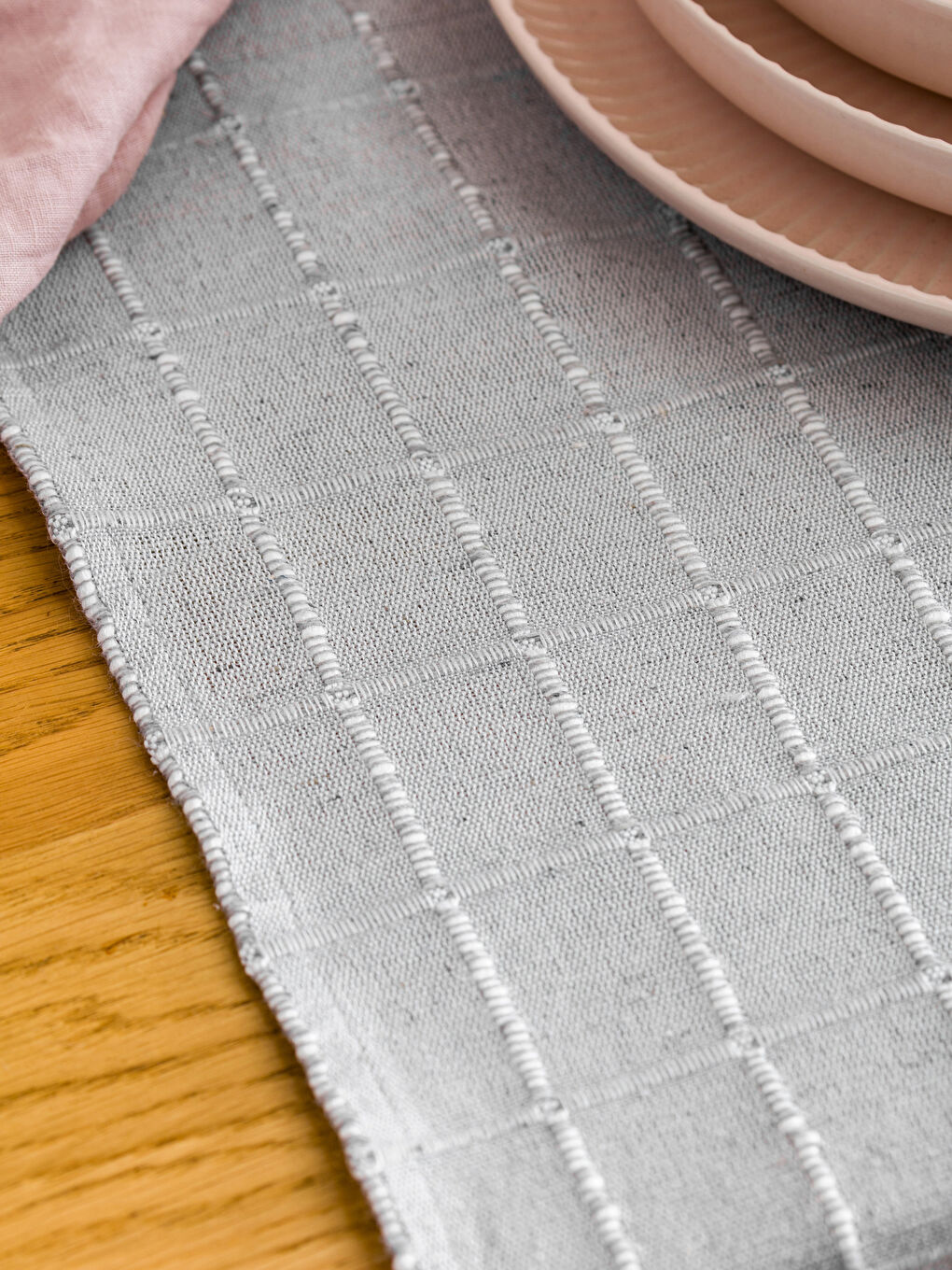 Gri Çizgi Nakışlı Runner 40x120 cm-7