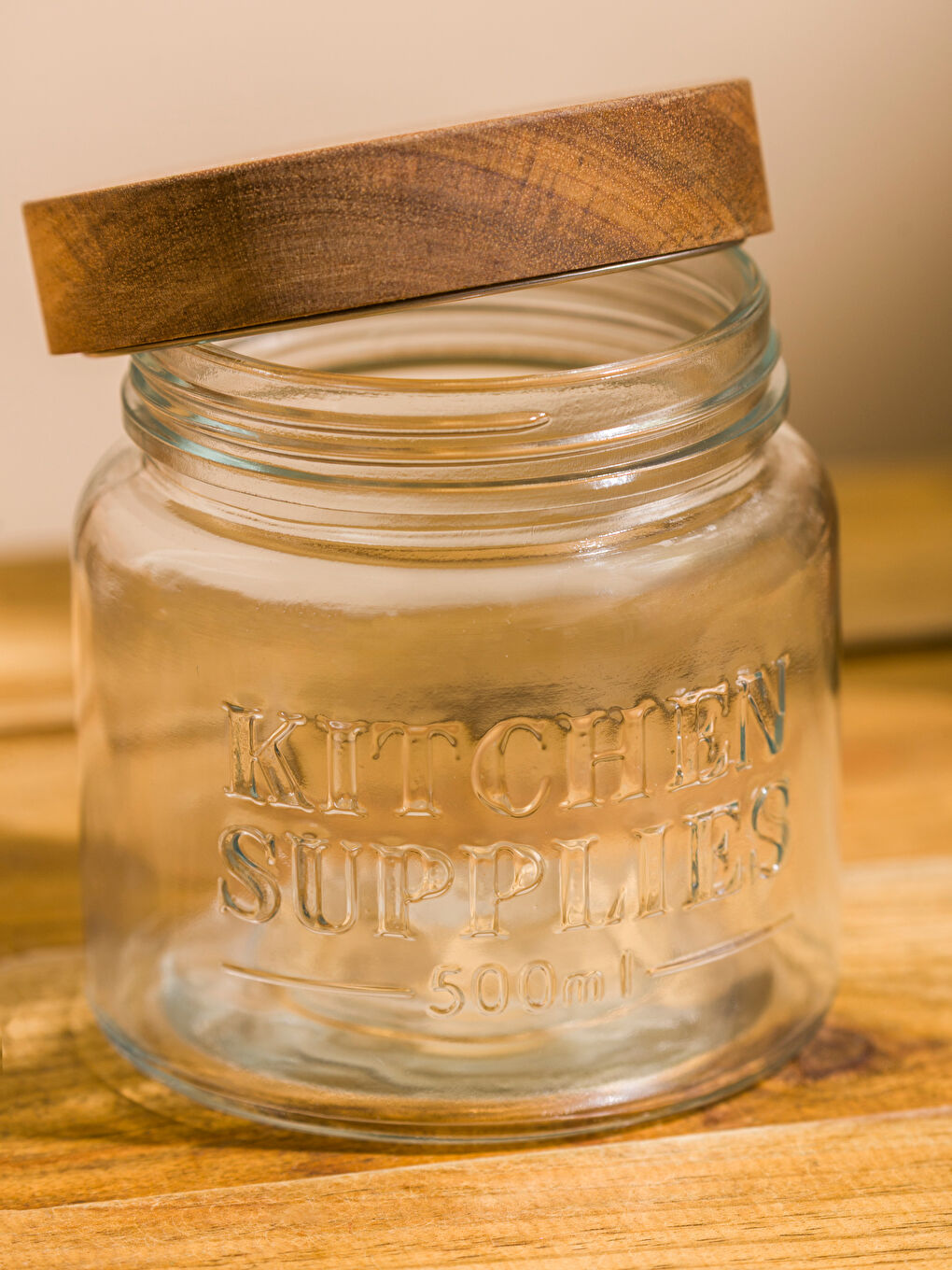 Renksiz Ahşap Kapaklı Cam Kavanoz-2