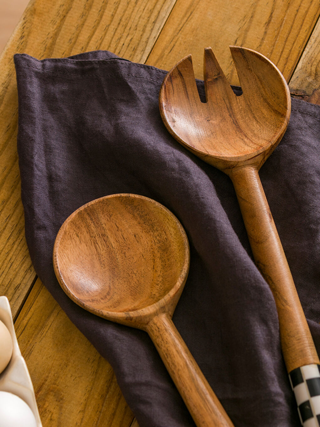 Kahverengi Dama Desenli Tahta Servis Gereci 2'li-1