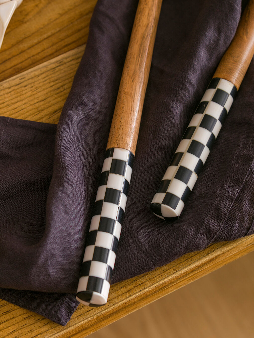 Kahverengi Dama Desenli Tahta Servis Gereci 2'li-2