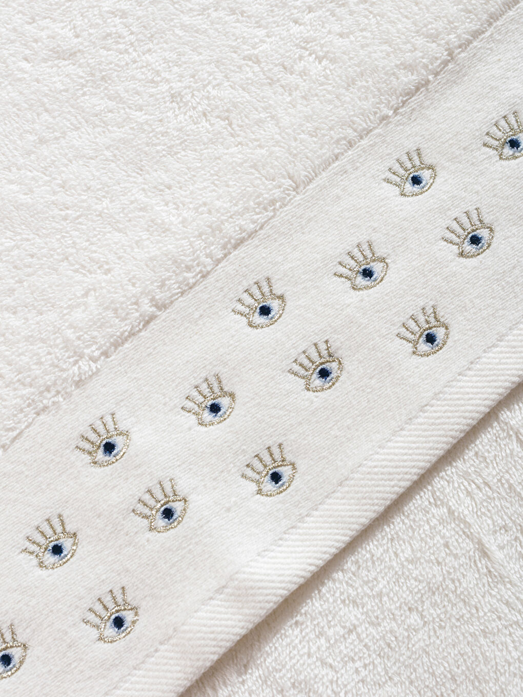 Ekru Nakışlı Yüz Havlusu 50x80 cm-9