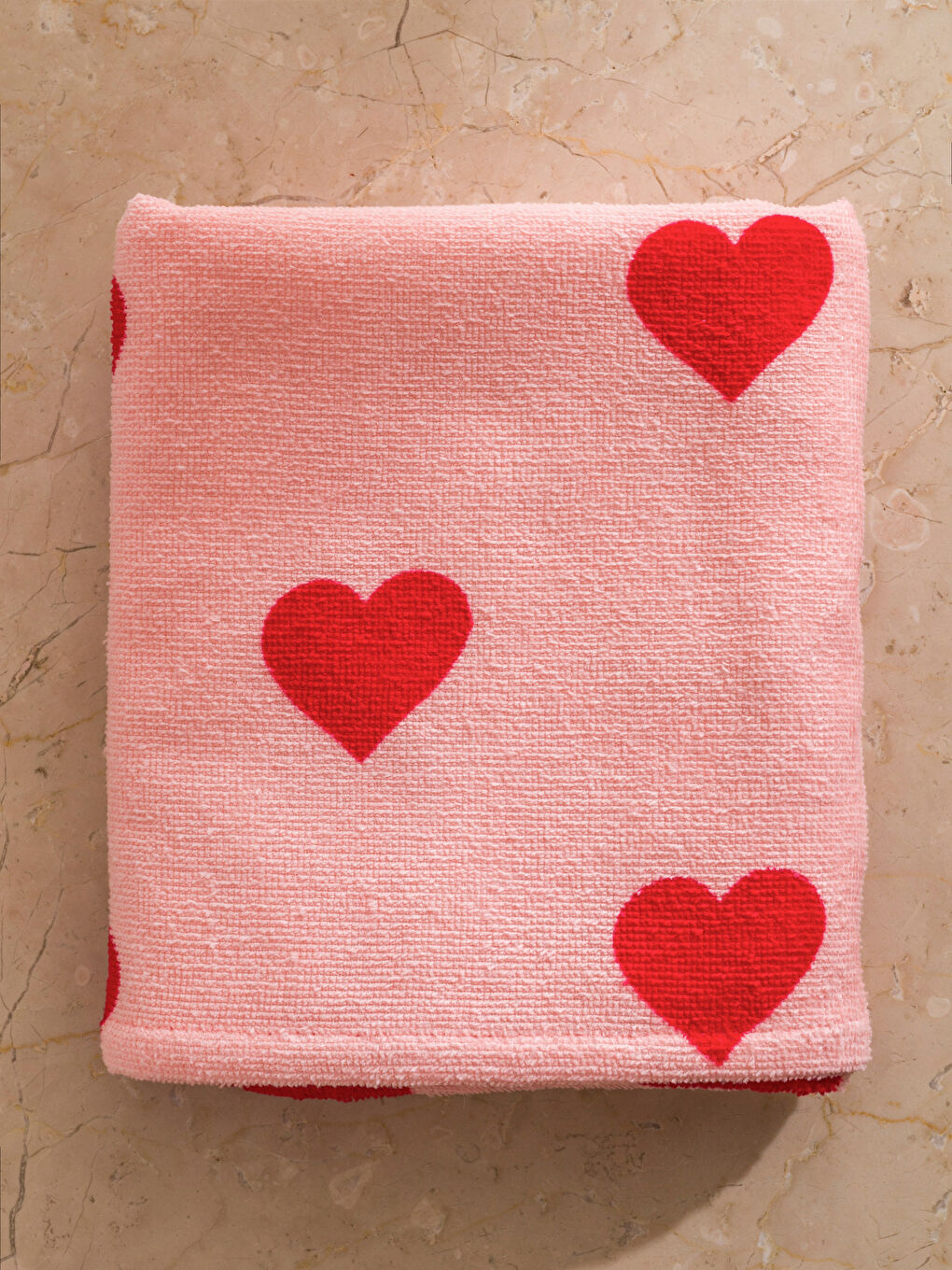 Pembe Baskılı Pamuklu Yüz Havlusu 50x80 Cm-2