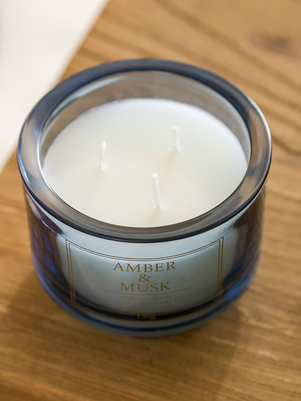 Beyaz Amber Kokulu Bardak Mum -2