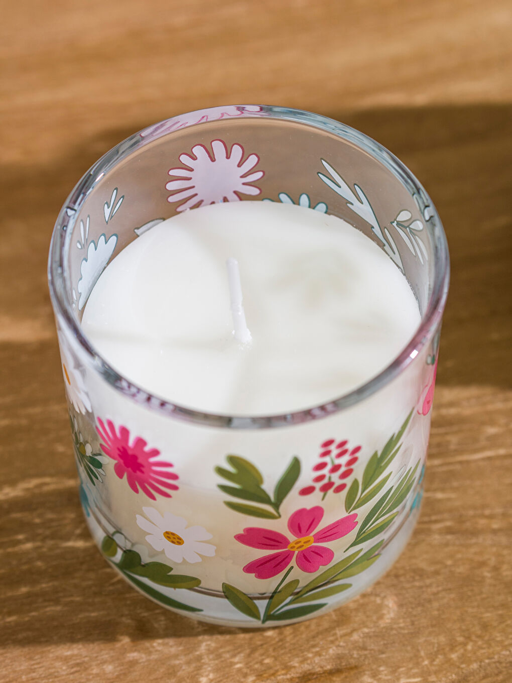 حامل شموع زجاجي بطبعة زهور، 8 سم-2