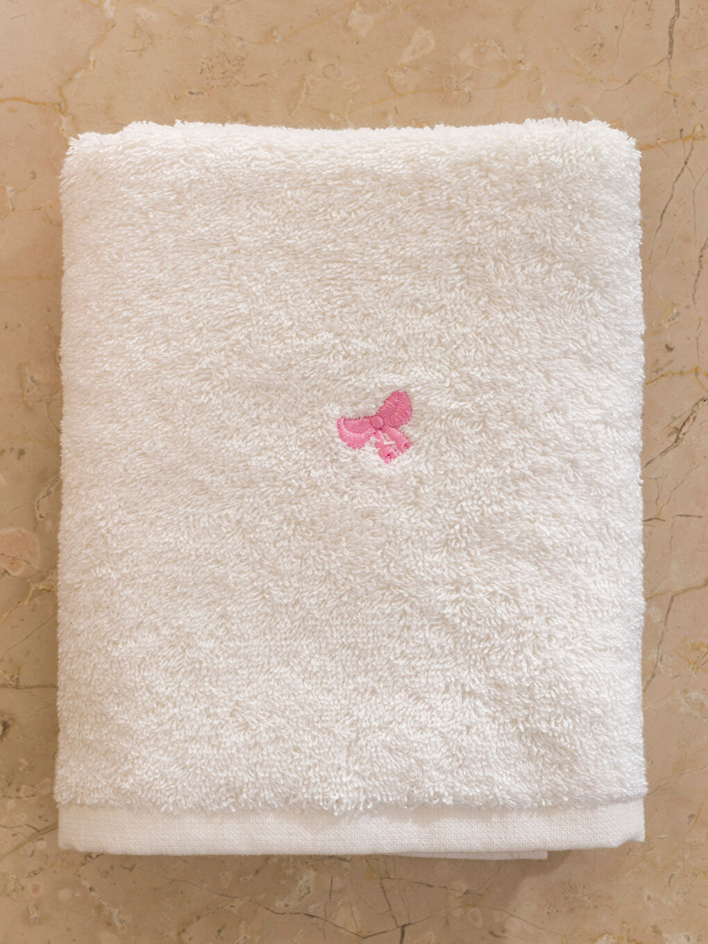 Ekru Nakışlı Pamuklu Yüz Havlusu 50x80 cm-4